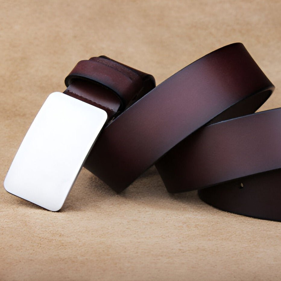 Belt Costume In Leather Pleine Fleur Buckle Automatic For Men Model Oak by Zictor