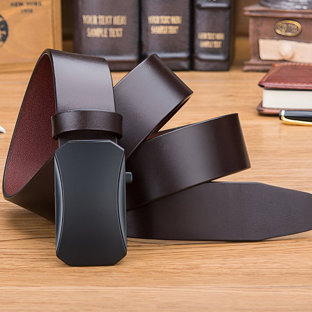 Belt Costume In Leather Pleine Fleur Buckle Automatic For Men Model Nasim by Zictor