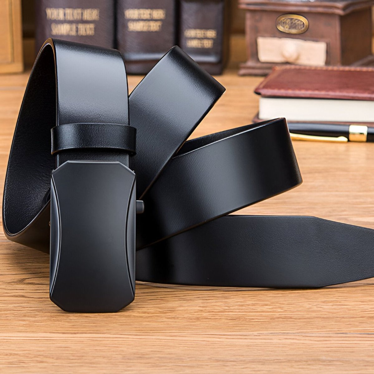 Belt Costume In Leather Pleine Fleur Buckle Automatic For Men Model Nasim by Zictor