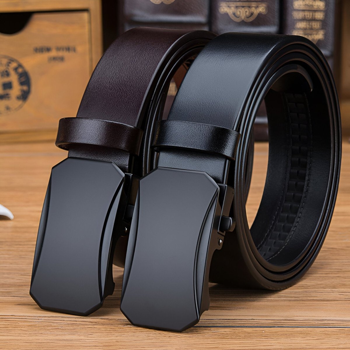 Belt Costume In Leather Pleine Fleur Buckle Automatic For Men Model Nasim by Zictor