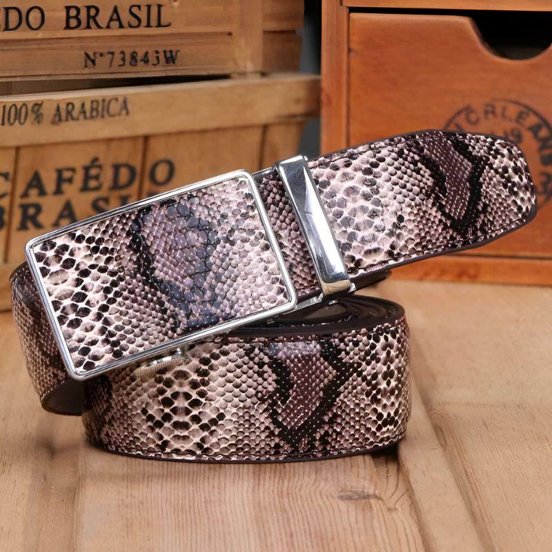 Belt Costume Leather Veritable Motif Serpent For Men Model Ayo by Zictor