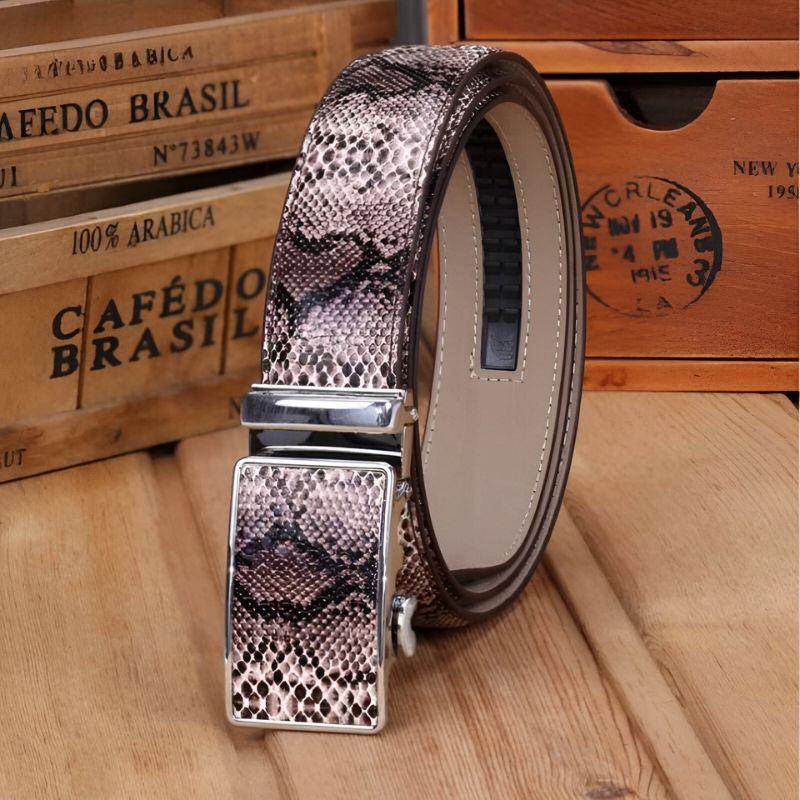 Belt Costume Leather Veritable Motif Serpent For Men Model Ayo by Zictor