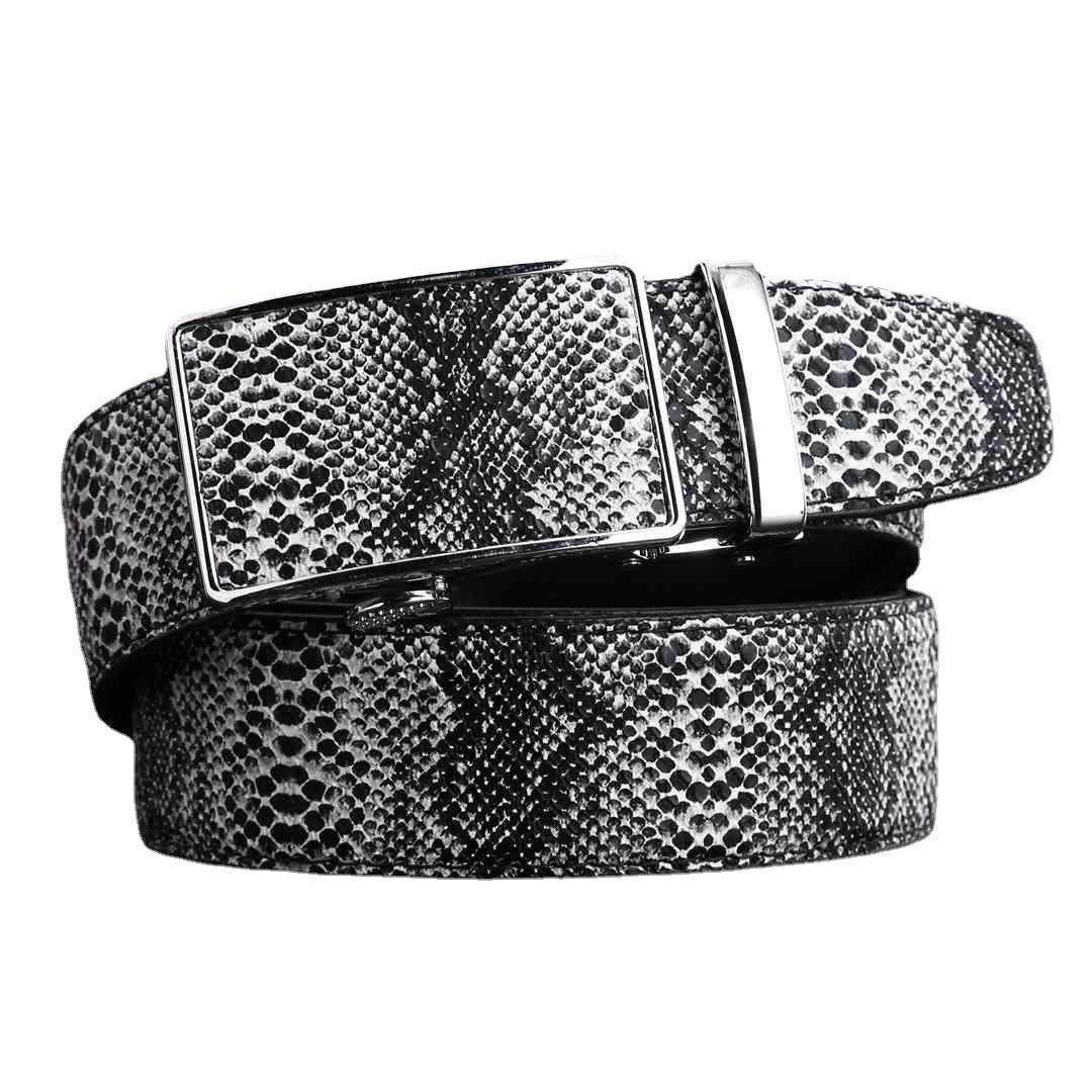 Belt of costume leather véritable motif serpent for men, model Ayo - Zictor