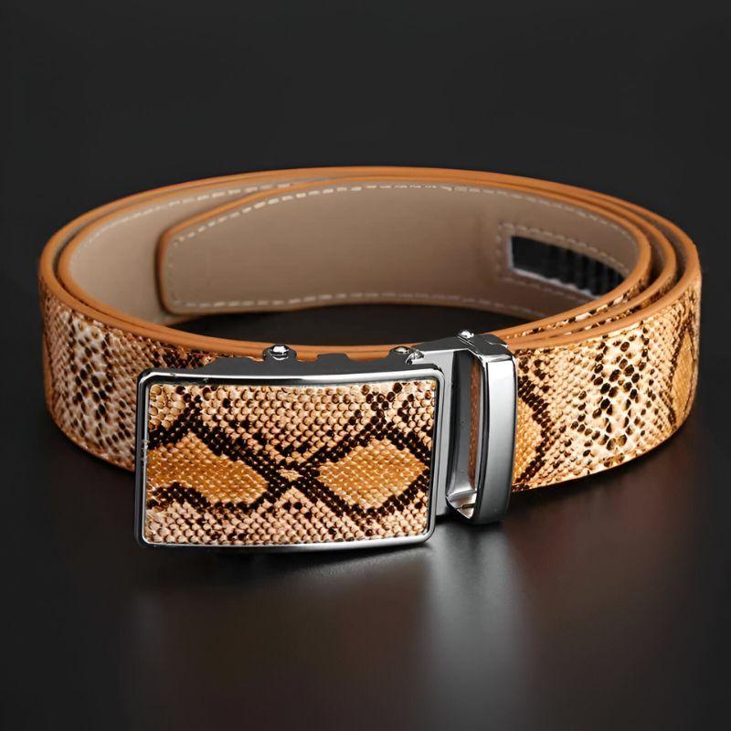 Belt Costume Leather Veritable Motif Serpent For Men Model Ayo by Zictor