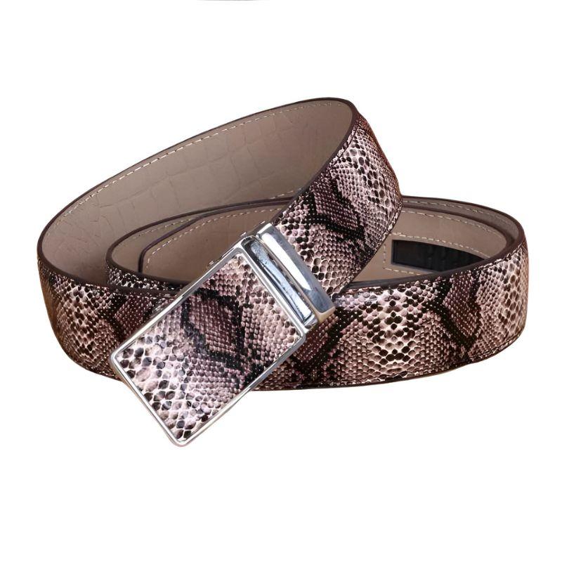 Belt of costume leather véritable motif serpent for men, model Ayo - Zictor