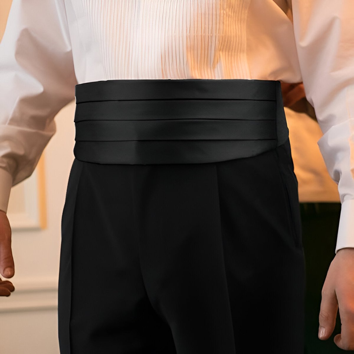Belt of smoking in soie for men, model Devyn - Zictor