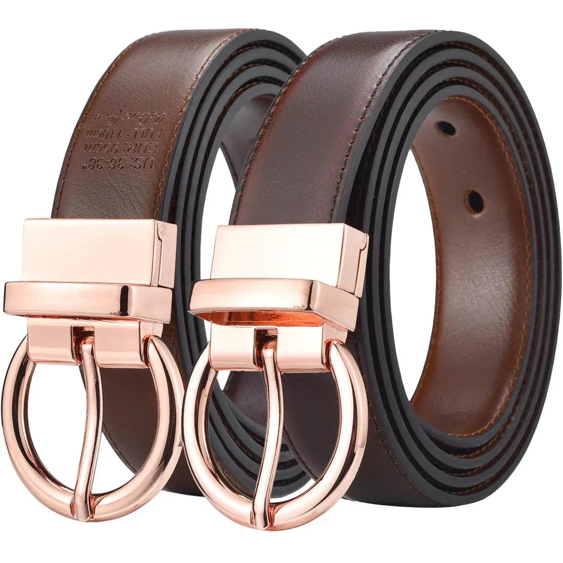 Belt reversible 2 in 1 in leather, buckle gold pink, model Chloé - Zictor