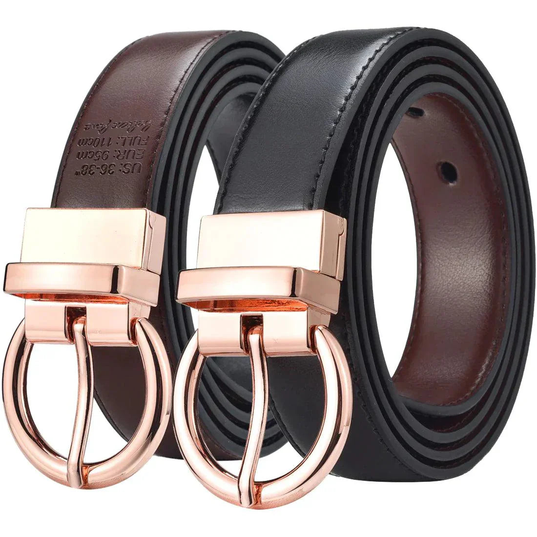 Belt reversible 2 in 1 in leather, buckle gold pink, model Chloé - Zictor