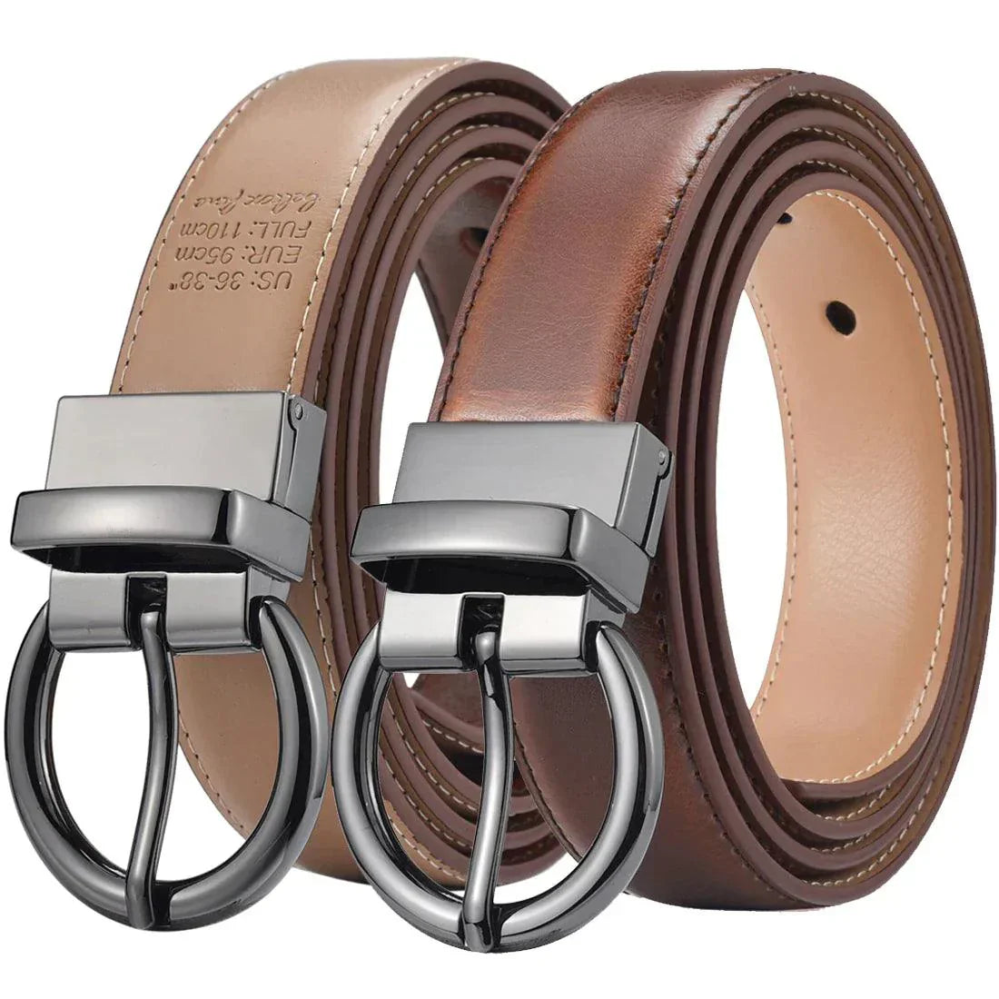 Belt reversible 2 in 1 in leather for women, model BChenny - Zictor