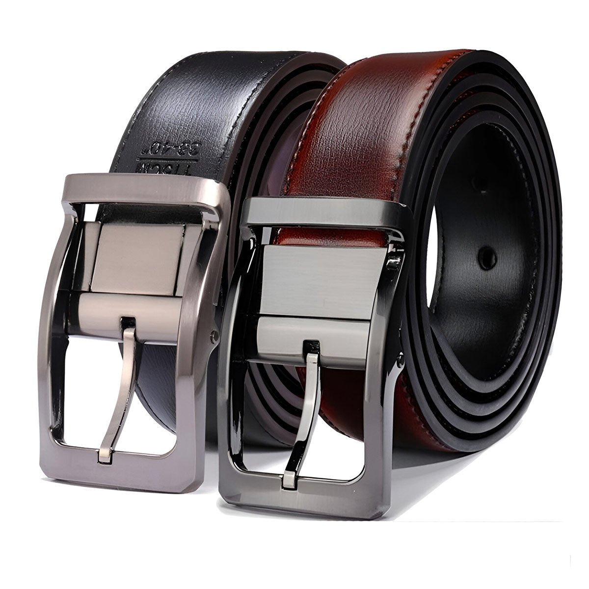 Belt reversible in leather 2 in 1 for men, model Ciel - Zictor
