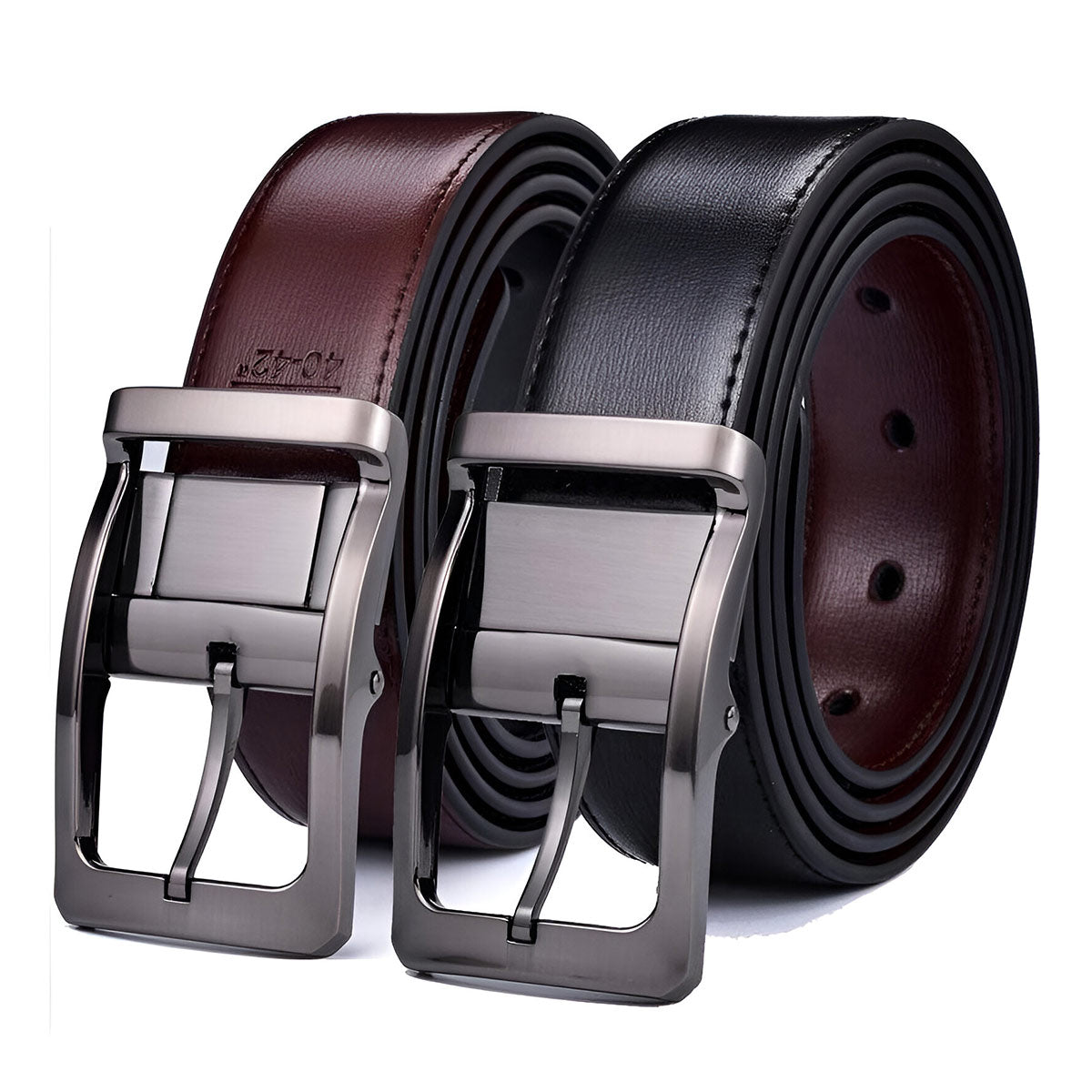Belt reversible in leather 2 in 1 for men, model Ciel - Zictor