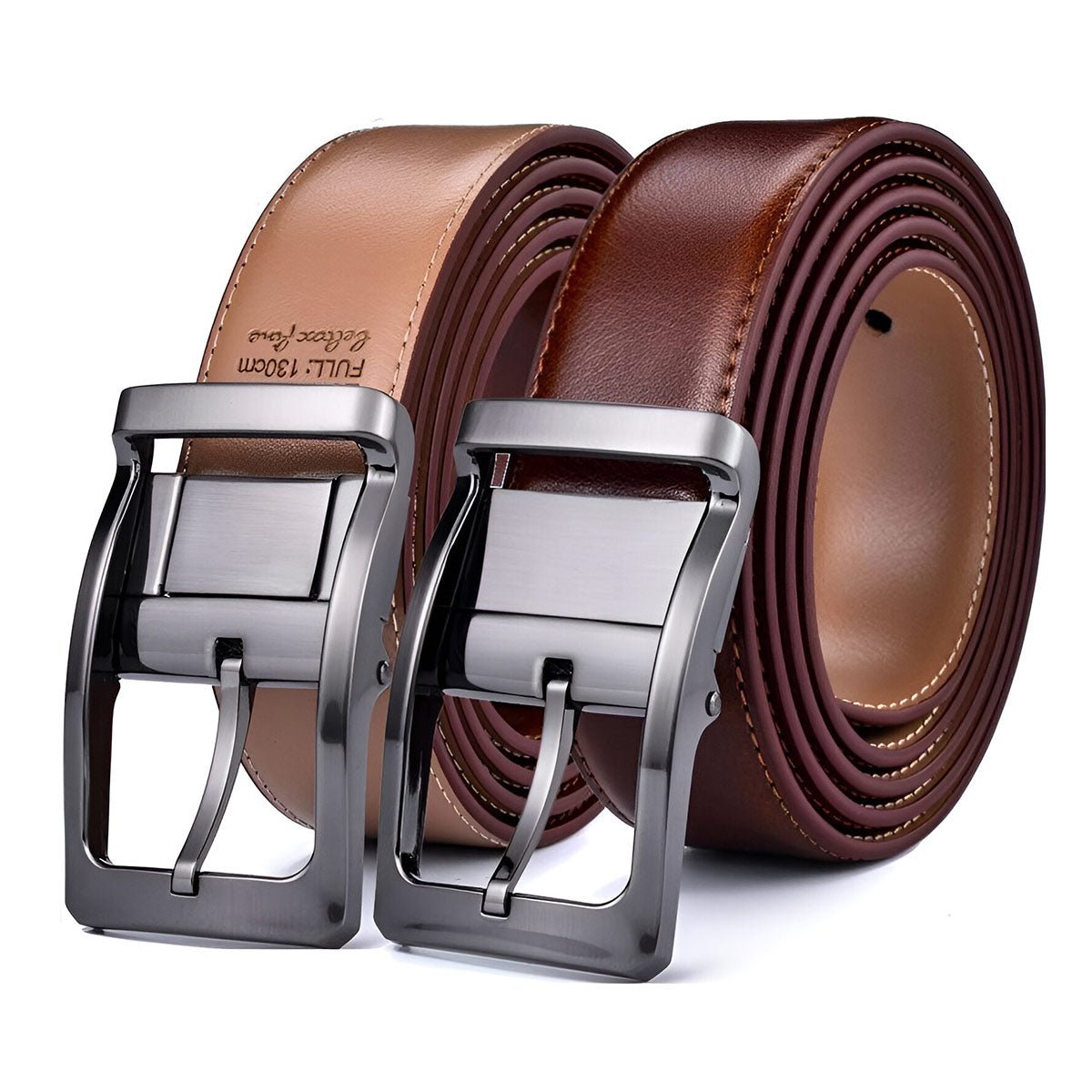 Belt reversible in leather 2 in 1 for men, model Ciel - Zictor