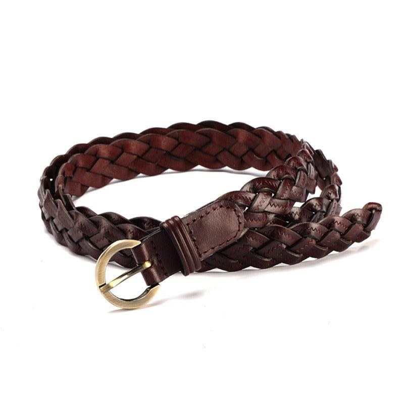 Belt slim braided in leather, model Charli - Zictor