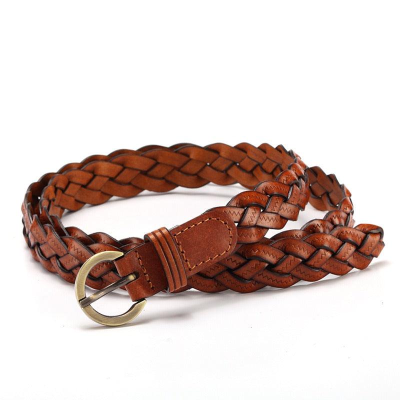Belt slim braided in leather, model Charli - Zictor