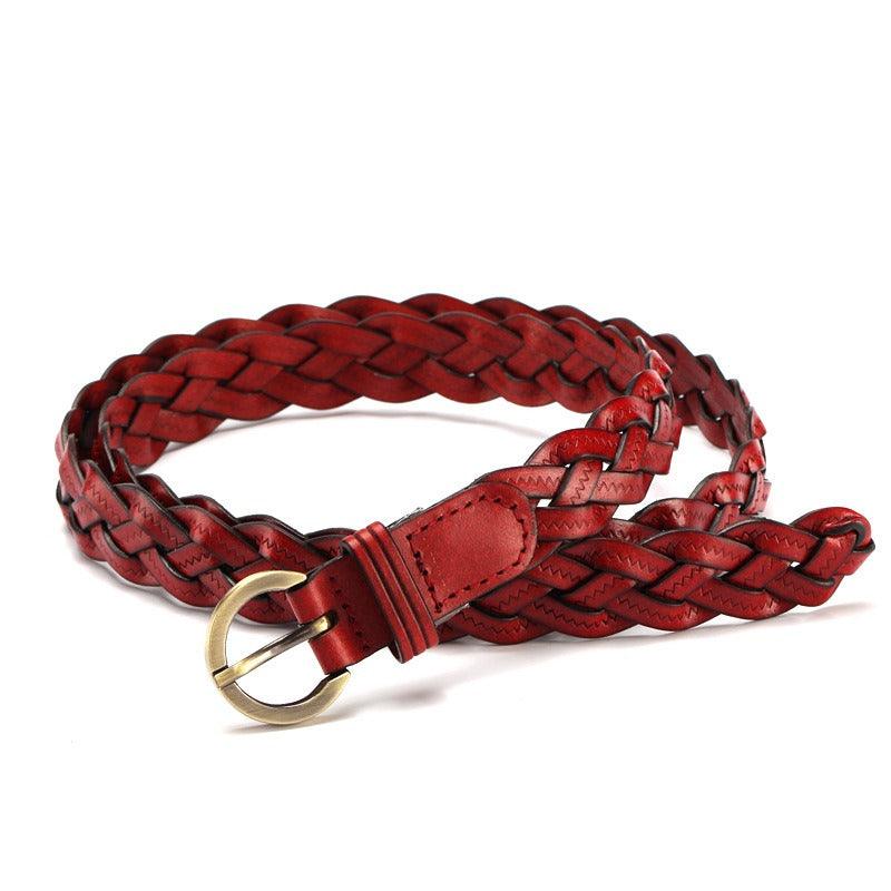 Belt slim braided in leather, model Charli - Zictor