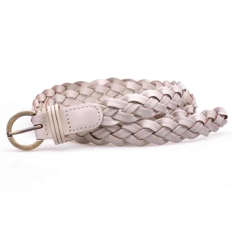 Belt slim braided in leather, model Charli - Zictor