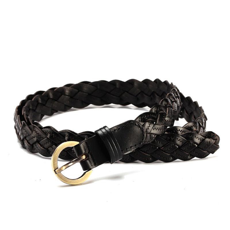 Belt slim braided in leather, model Charli - Zictor