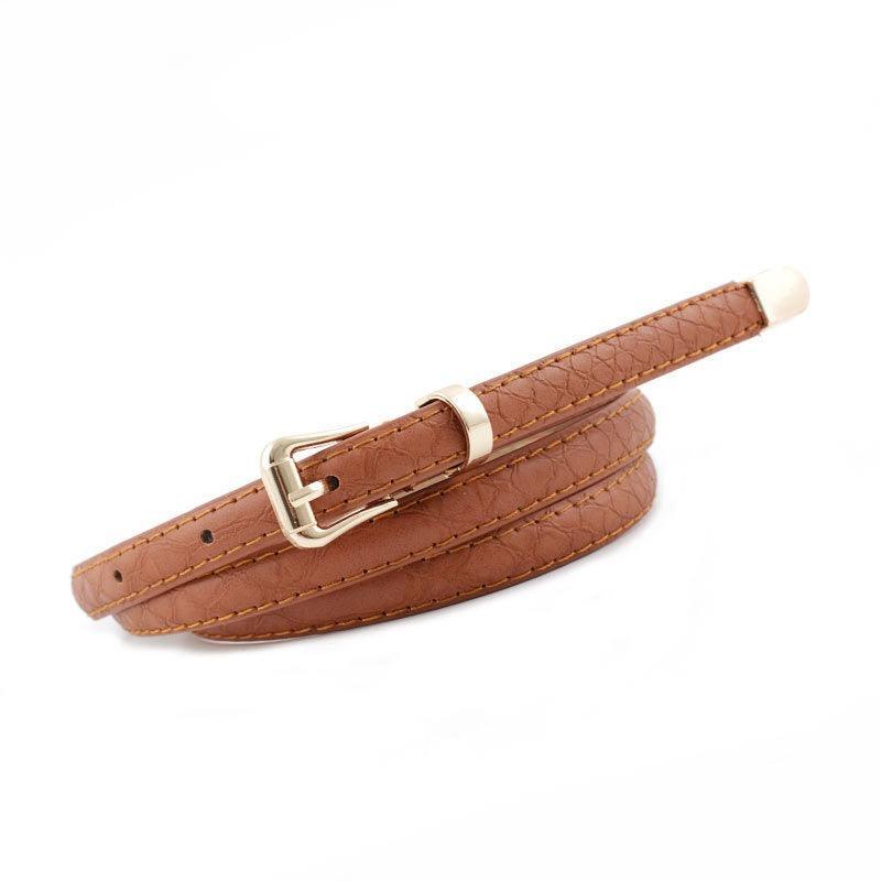 Belt slim in leather for women, model Aubrey - Zictor