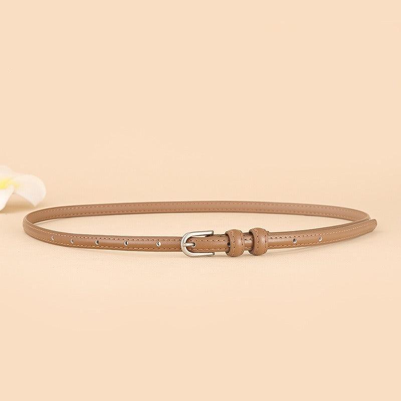 Belt slim in leather for women, model Fernar - Zictor