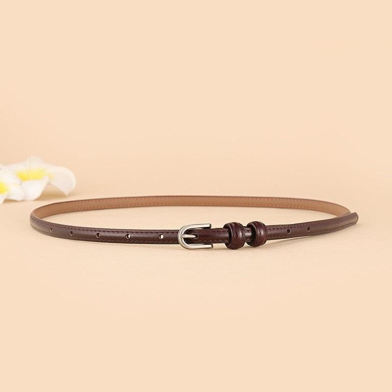 Belt slim in leather for women, model Fernar - Zictor