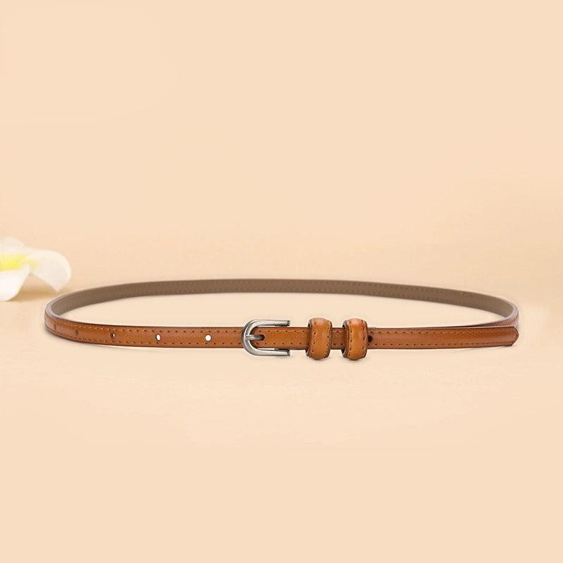 Belt slim in leather for women, model Fernar - Zictor