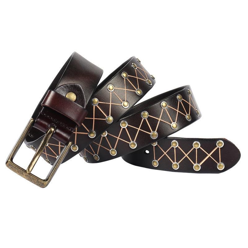 Belt texturée to rivets for Men, model Madison - Zictor