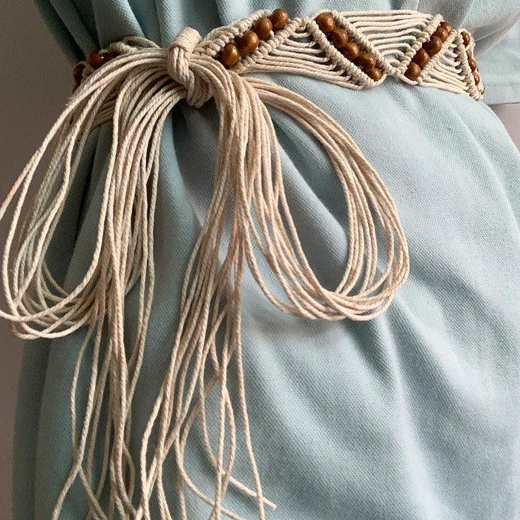 Belt TO Nouer In Corde Of Coton Cire With Perles Model Lyric by Zictor