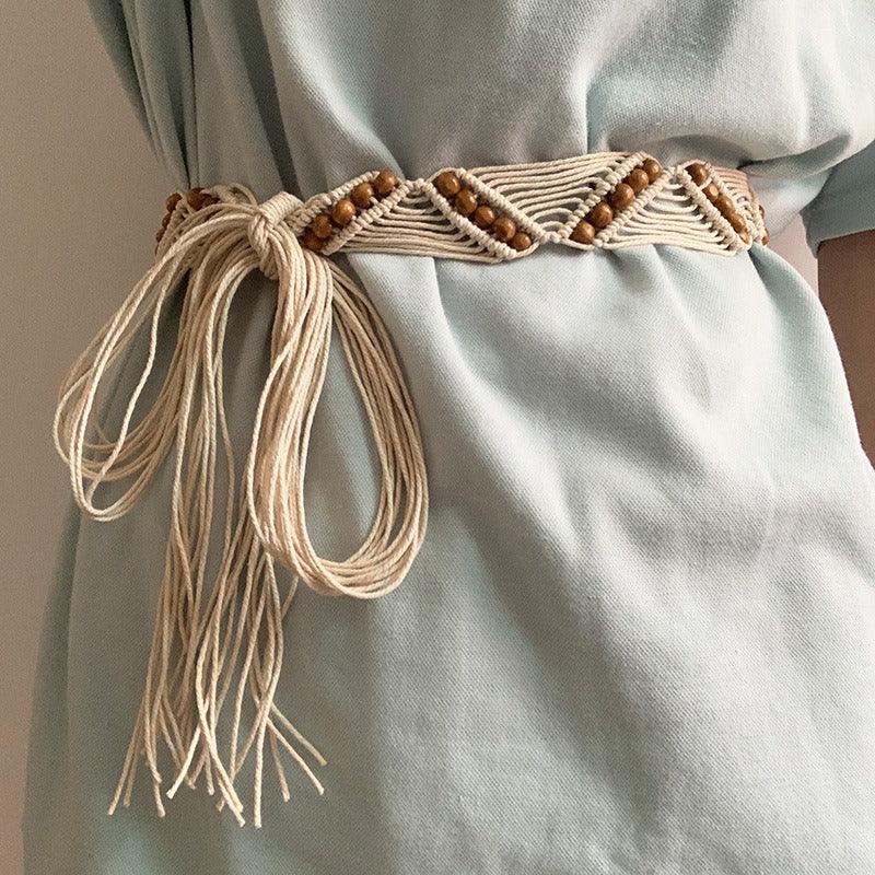 Belt TO Nouer In Corde Of Coton Cire With Perles Model Lyric by Zictor