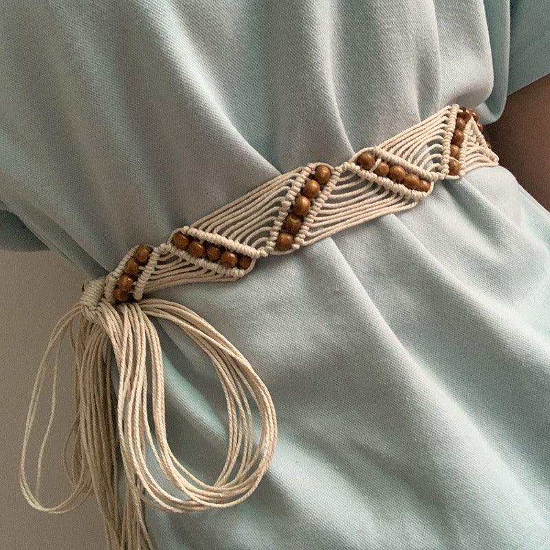 Belt TO Nouer In Corde Of Coton Cire With Perles Model Lyric by Zictor