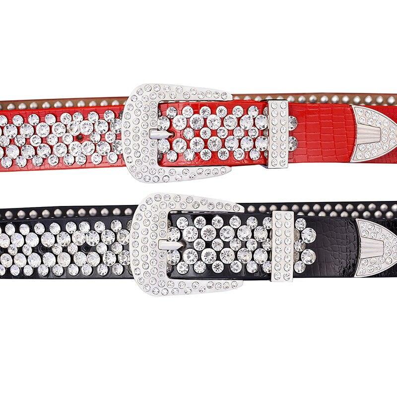 Fashion Genuine Leather Luxury Shining Rhinestone Belts For Women Soft Wear Classic Diamond Belt Female Quality Strap Width 3 3 Jordin by Zictor