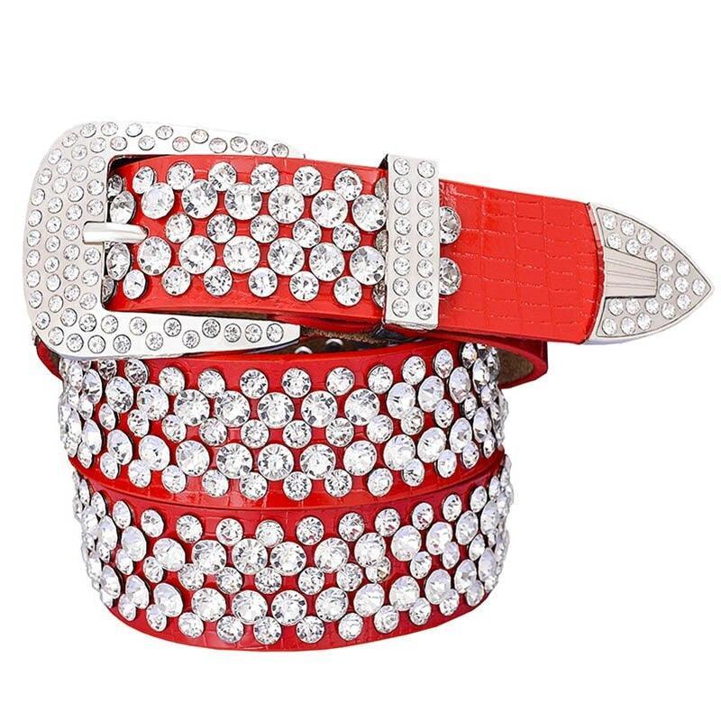 Fashion Genuine Leather Luxury Shining Rhinestone Belts For Women Soft Wear Classic Diamond Belt Female Quality Strap Width 3 3 Jordin by Zictor