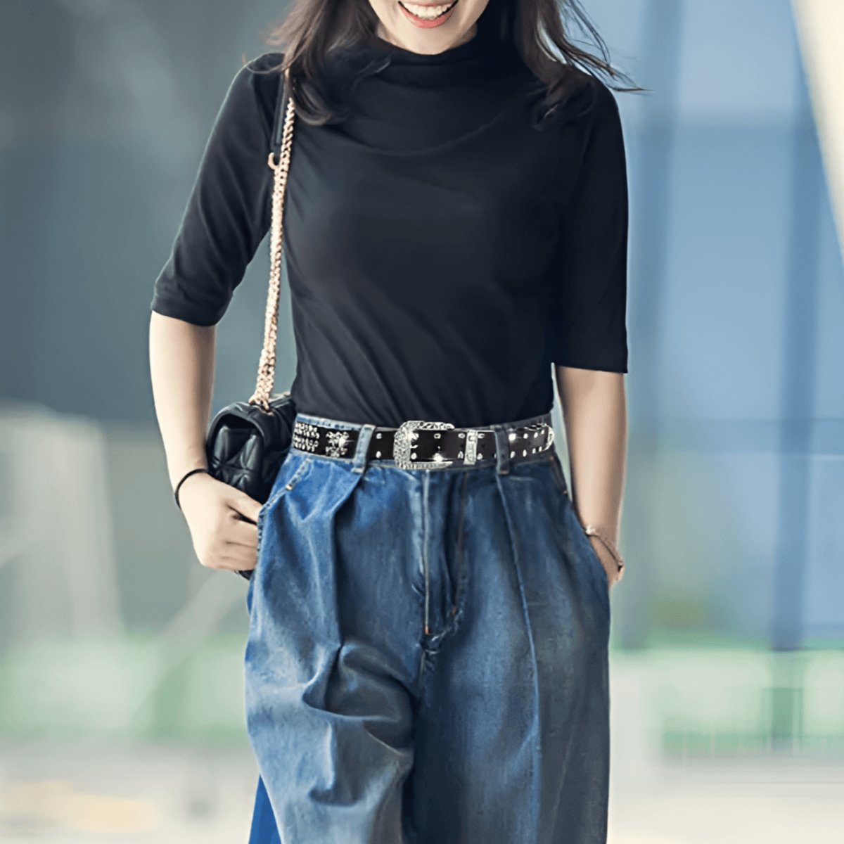 Belt TO Strass In Leather For Women Model Alexi by Zictor
