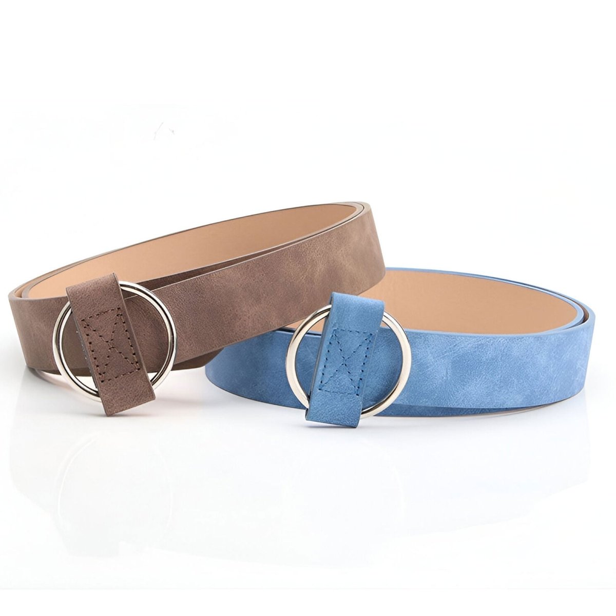 Belt Leather Lisse Buckle Golden For Women Model Morgana by Zictor