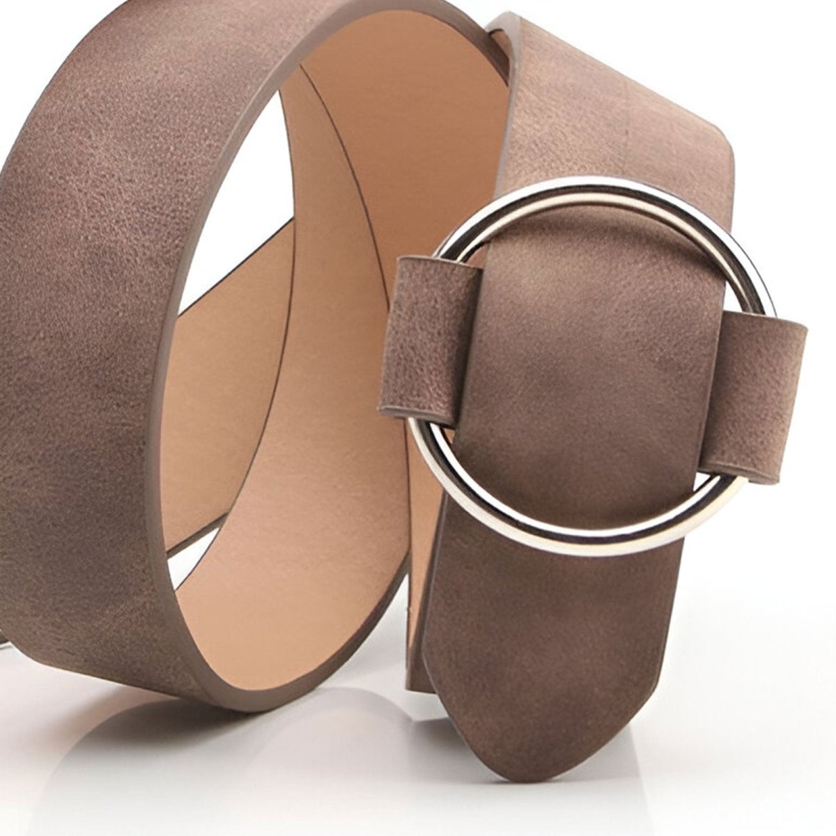 Belt Leather Lisse Buckle Golden For Women Model Morgana by Zictor