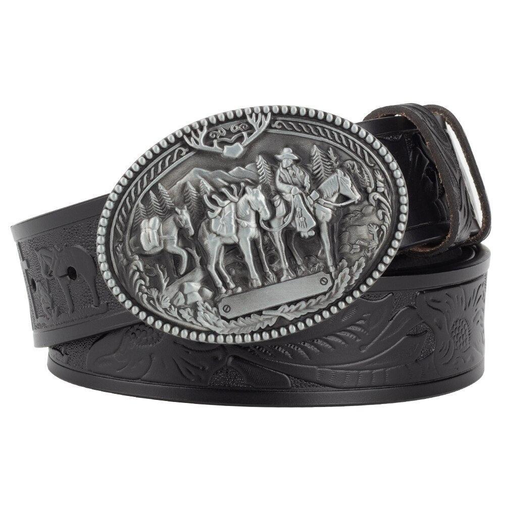 Belt Western in leather for men, model Quincy - Zictor