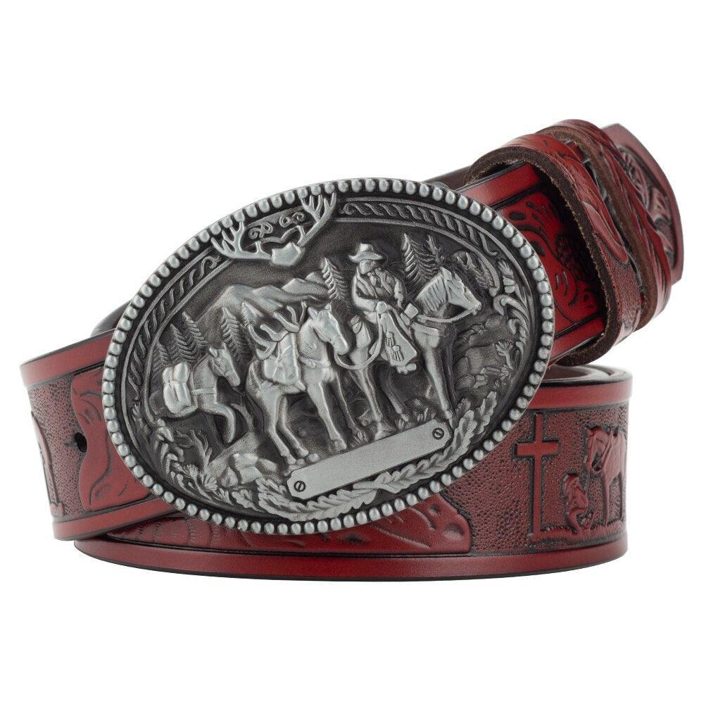 Belt Western in leather for men, model Quincy - Zictor