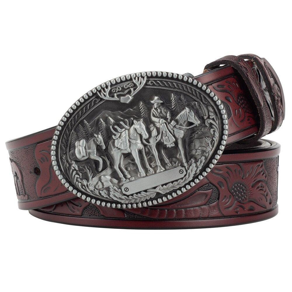 Belt Western in leather for men, model Quincy - Zictor