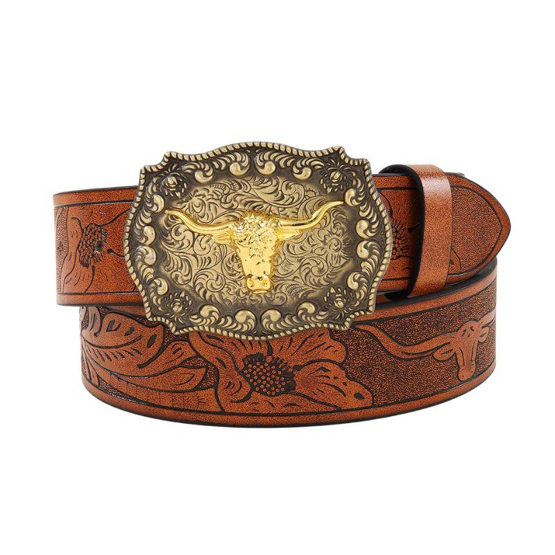 Belt Western with buckle taureau for men, model KKendrix - Zictor