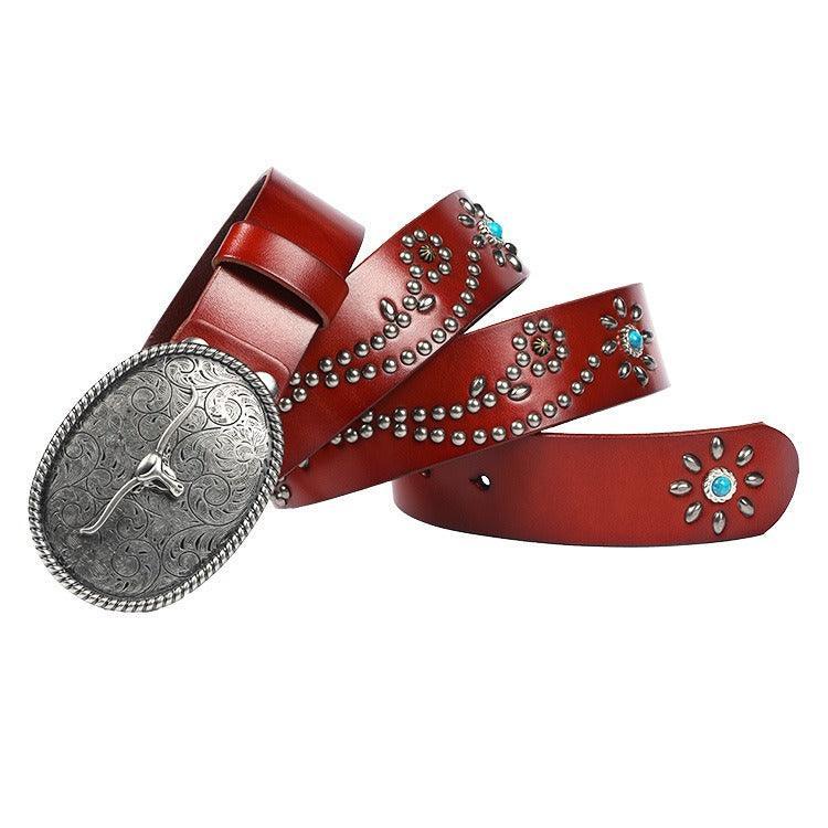 Belt Western with rivets, model Lonnie - Zictor