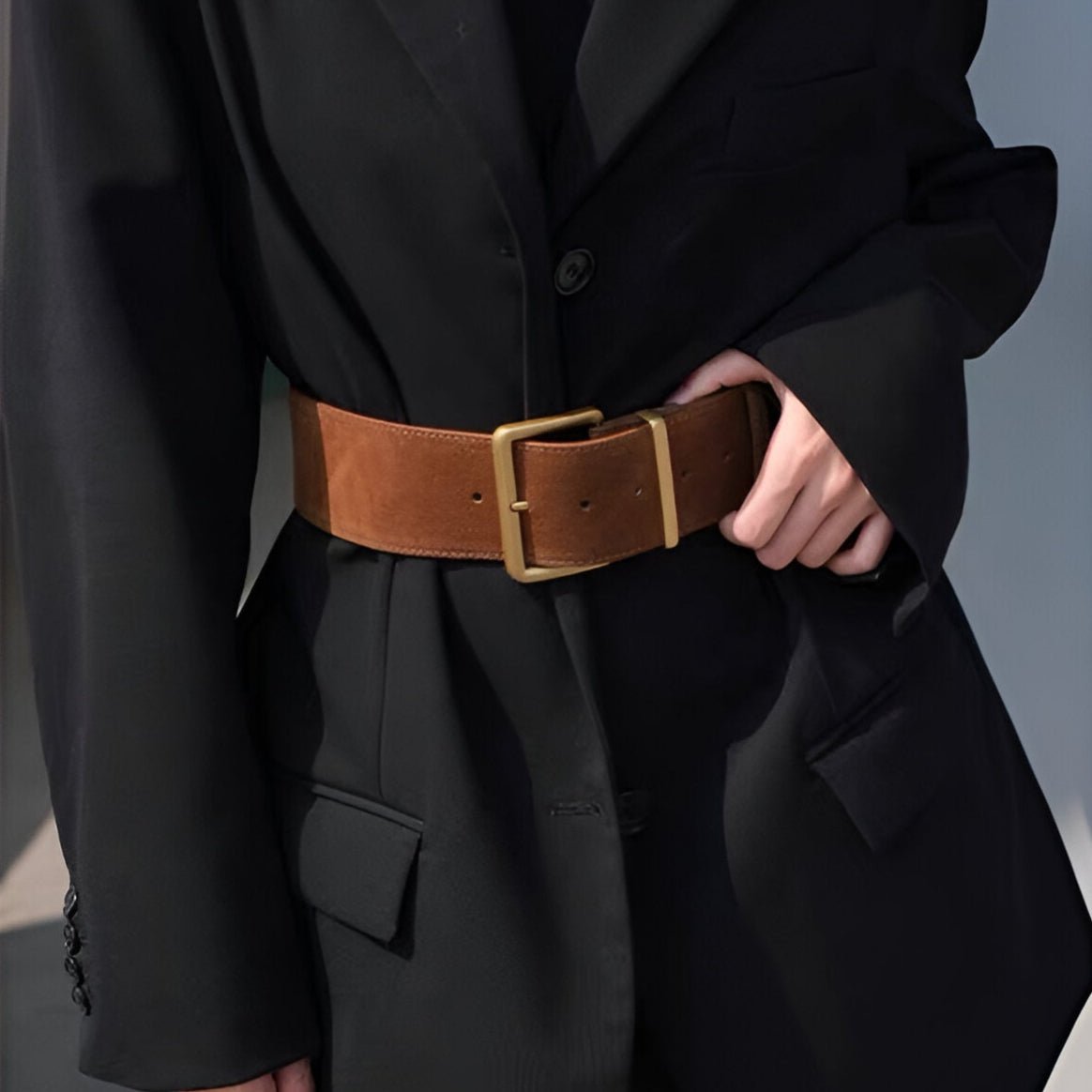 Belt In Leather Veritable Suede TO Buckle Golden Model Ray by Zictor