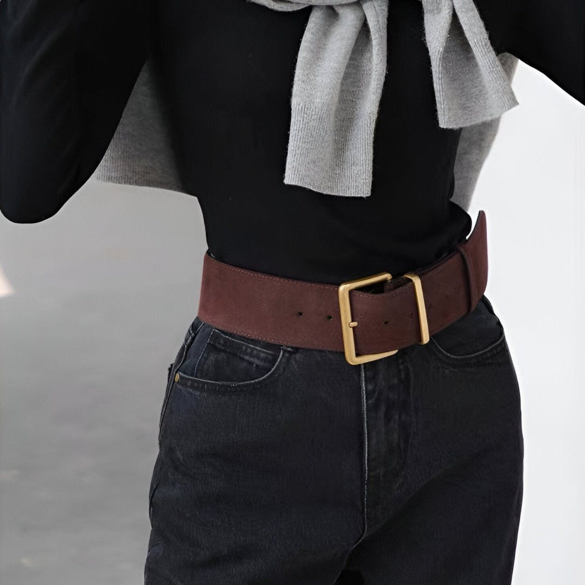 Belt In Leather Veritable Suede TO Buckle Golden Model Ray by Zictor