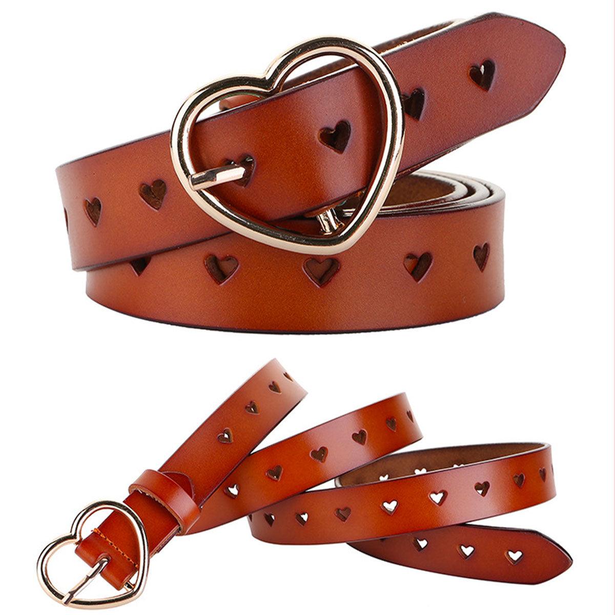 Belt Buckle Coeur In Leather Ajouree For Women Model Rory by Zictor