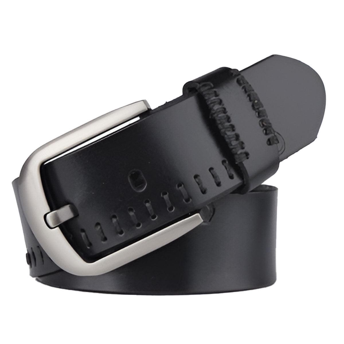 Belt with coutures apparentes in leather for men, model AmKendrix - Zictor
