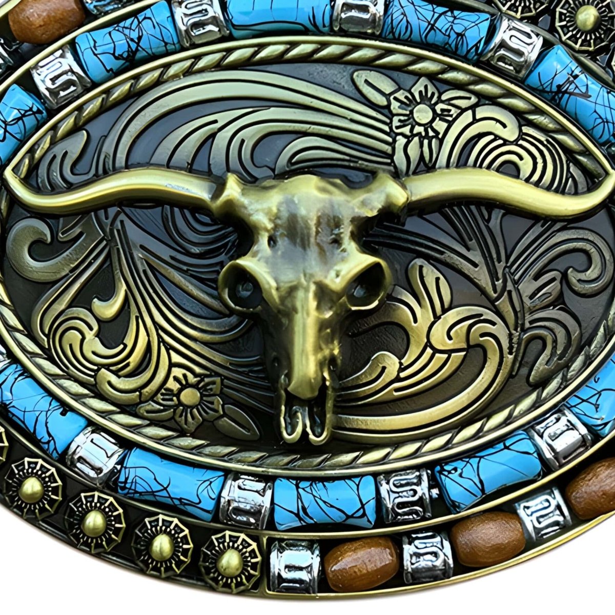 Buckle Of Belt Western Tete Of Longhorn Model Peytoni by Zictor