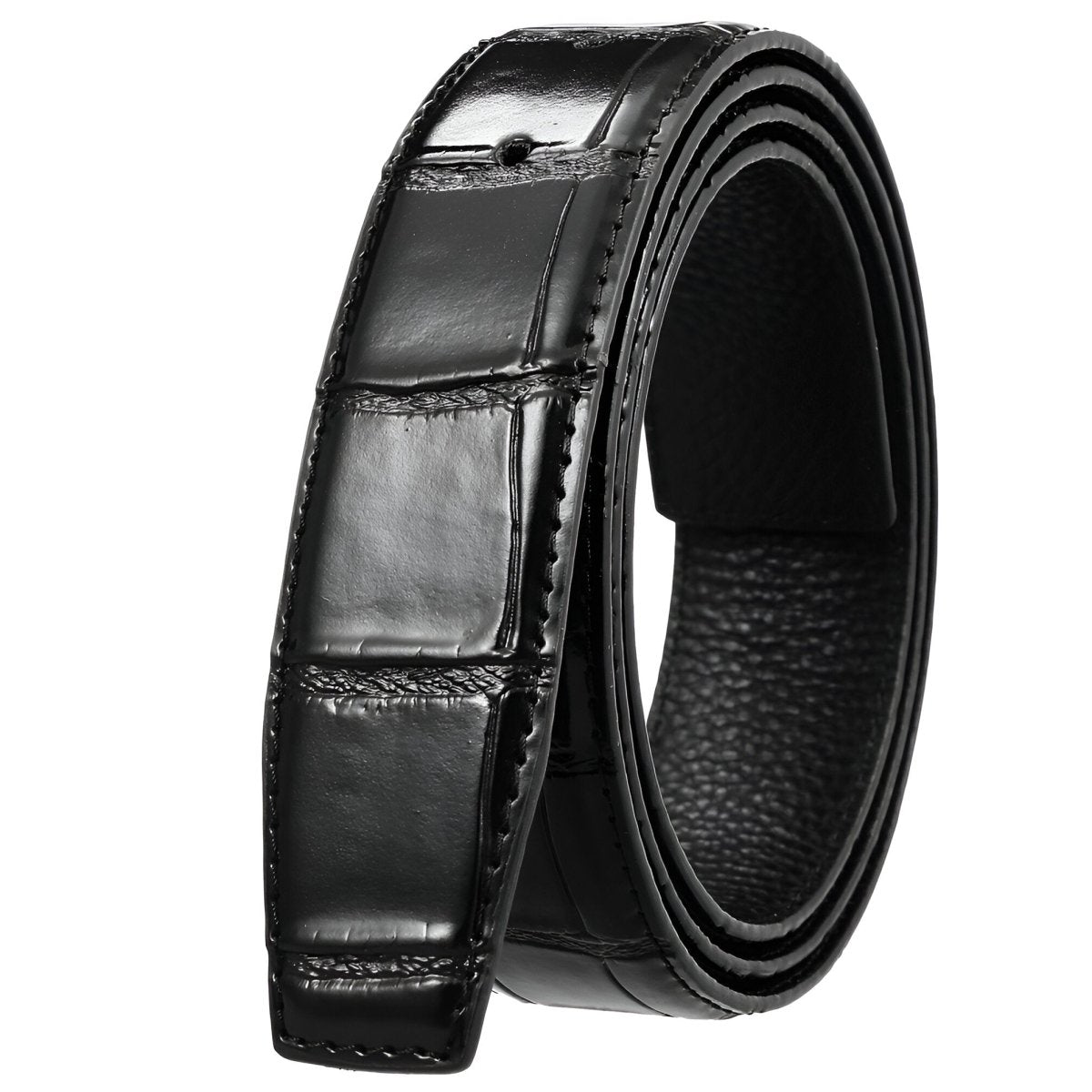 Strap of belt 3.4 cm, in leather, for buckles prongs, aspect crocMadisyn, model Mica - Zictor