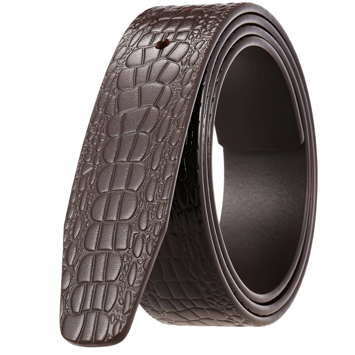 Strap of belt 3.4 cm, in leather, for buckles prongs, aspect crocMadisyn, model Mika - Zictor