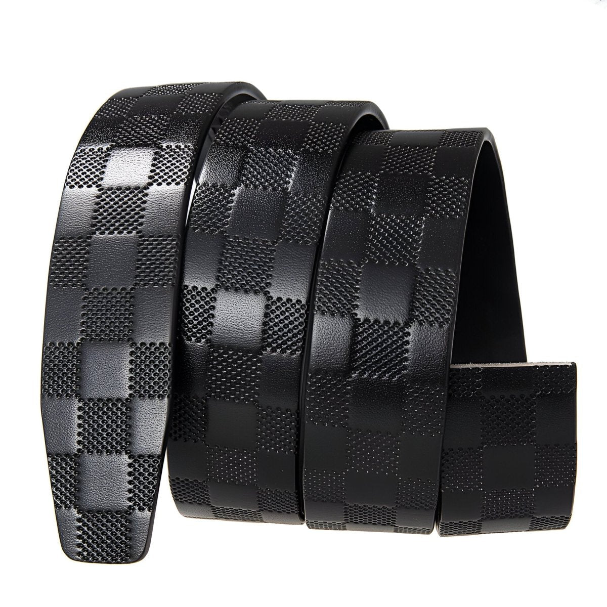 Strap Of Belt 3 5 Cm In Leather Aspect Damier For Buckles Automatic Model Finnley by Zictor