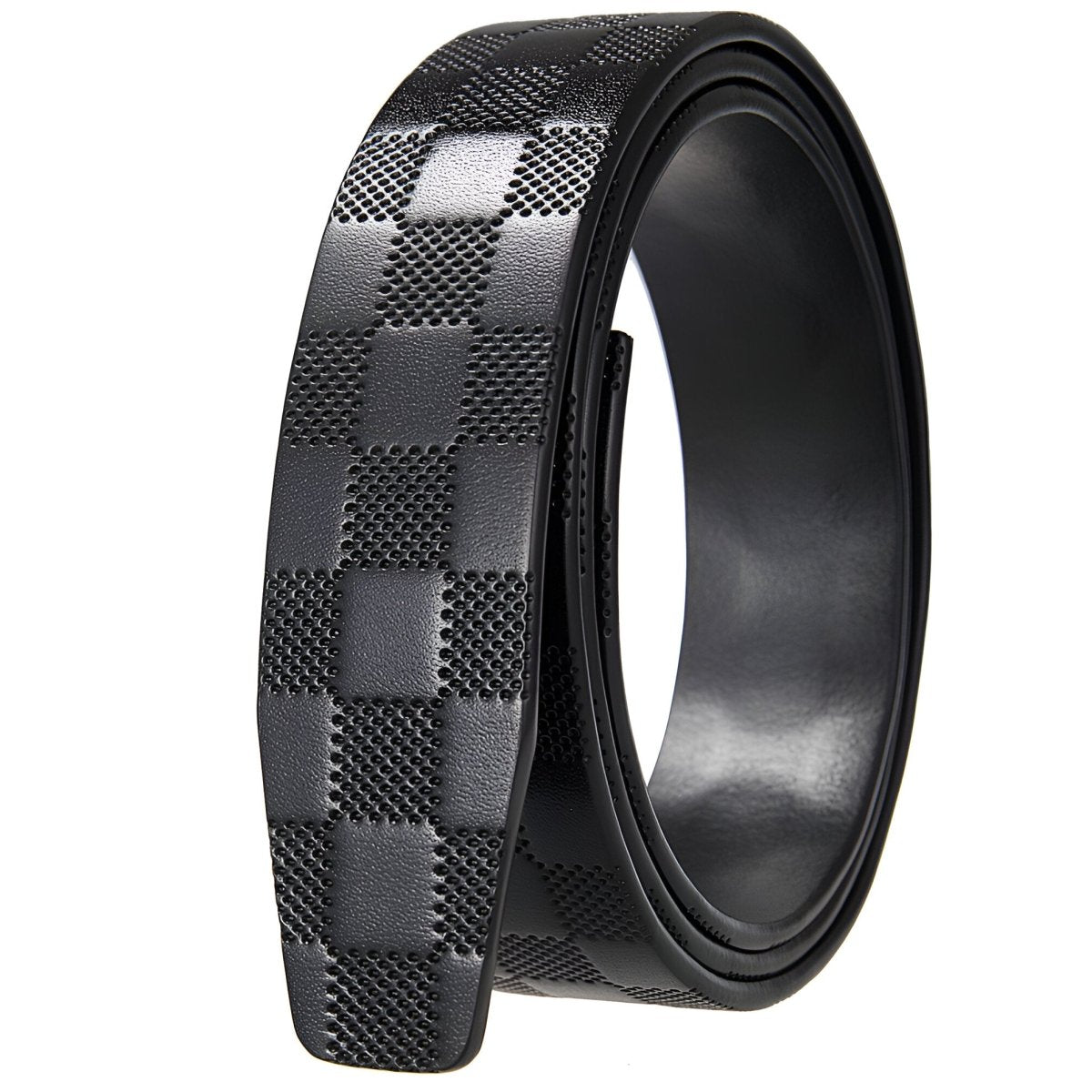 Strap of belt 3.5 cm, in leather, aspect damier, for buckles auBerkeRayyanyatiques, model Paytinley - Zictor