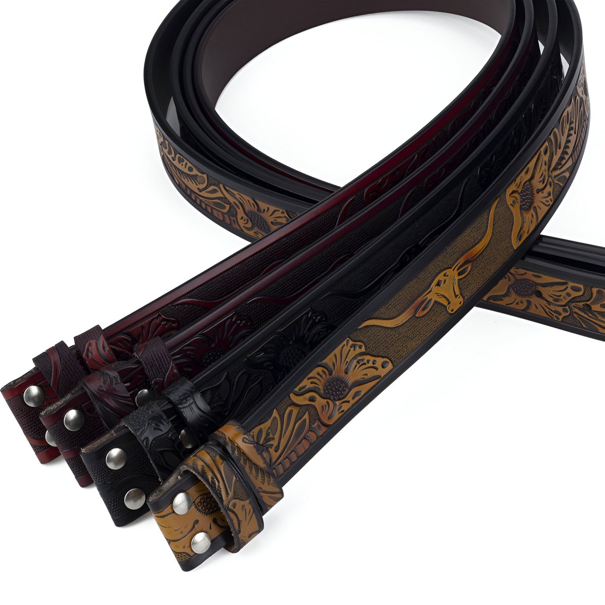 Strap Of Belt 3 8 Cm In Leather For Buckles Interchangeables Style Western Model Neri by Zictor