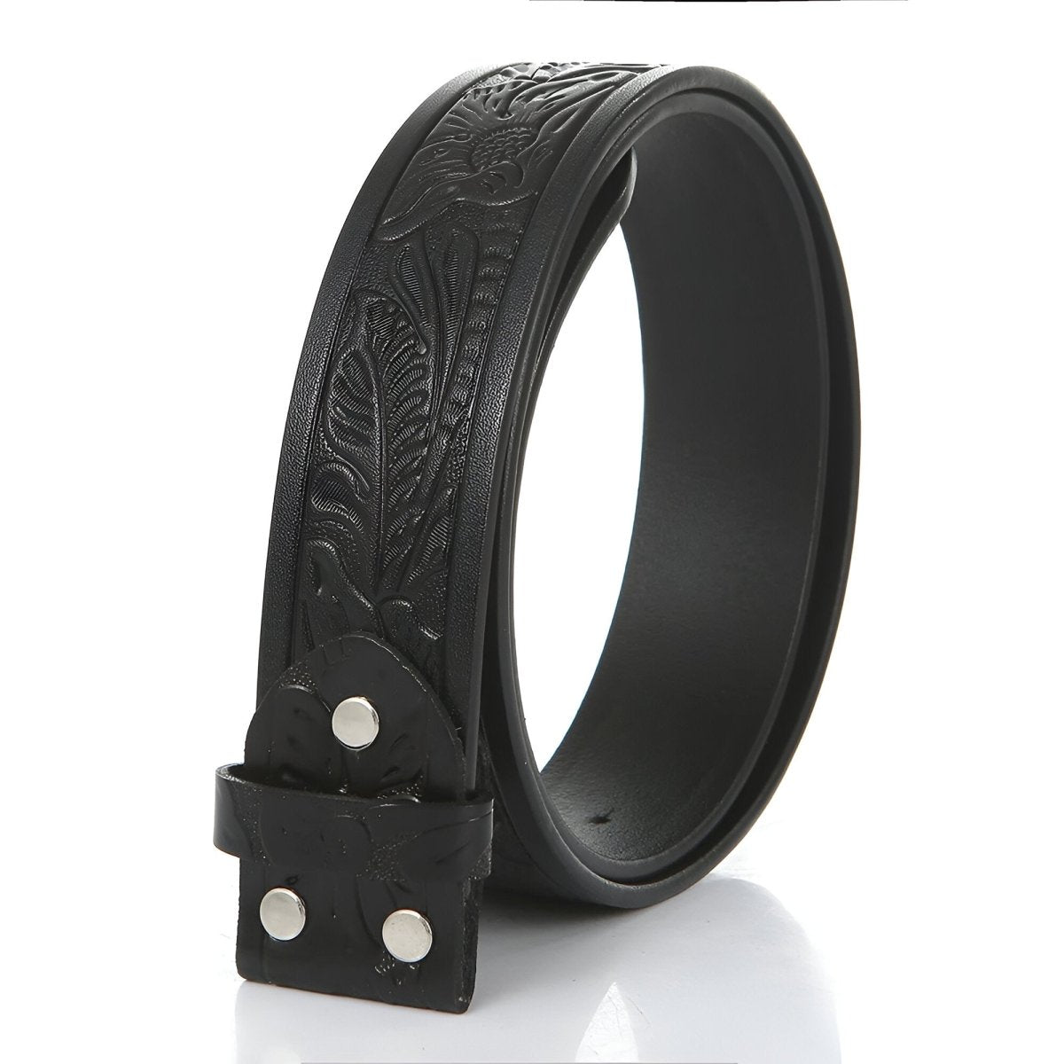 Strap of belt 3.8 cm, in leather texturé aux motifs florales, for buckles interchangeables, model Peytone - Zictor